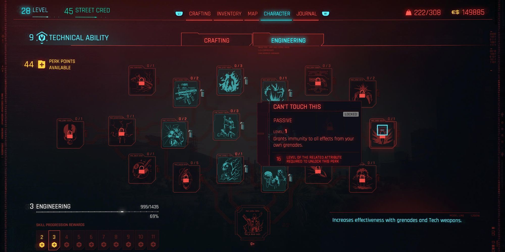 Cyberpunk 2077 Engineering Can't Touch This Skill Tree