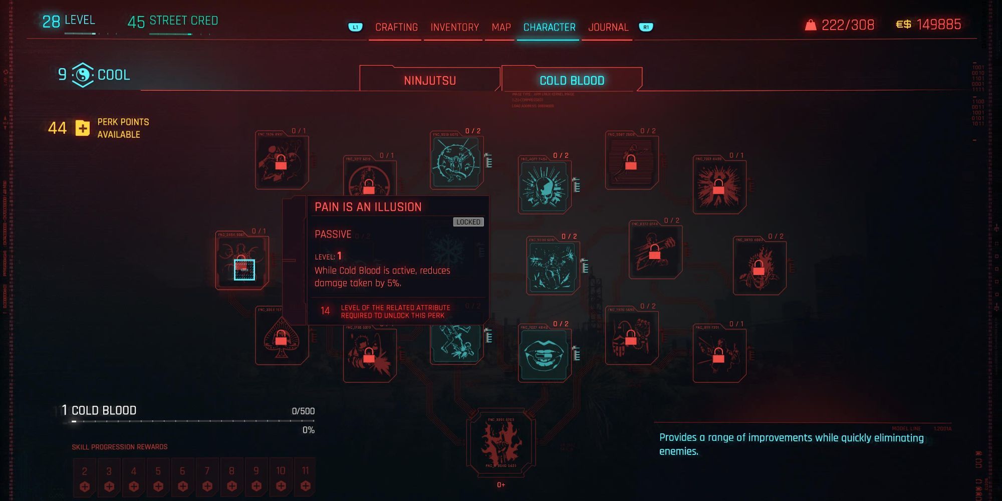 Cyberpunk 2077 Cold Blood Pain Is An Illusion Skill Tree