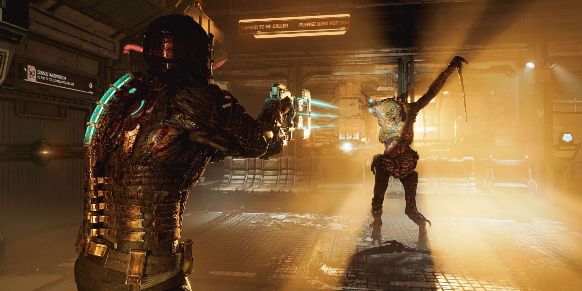 Dead space necromorph walking towards isaac while he aims cutter at it