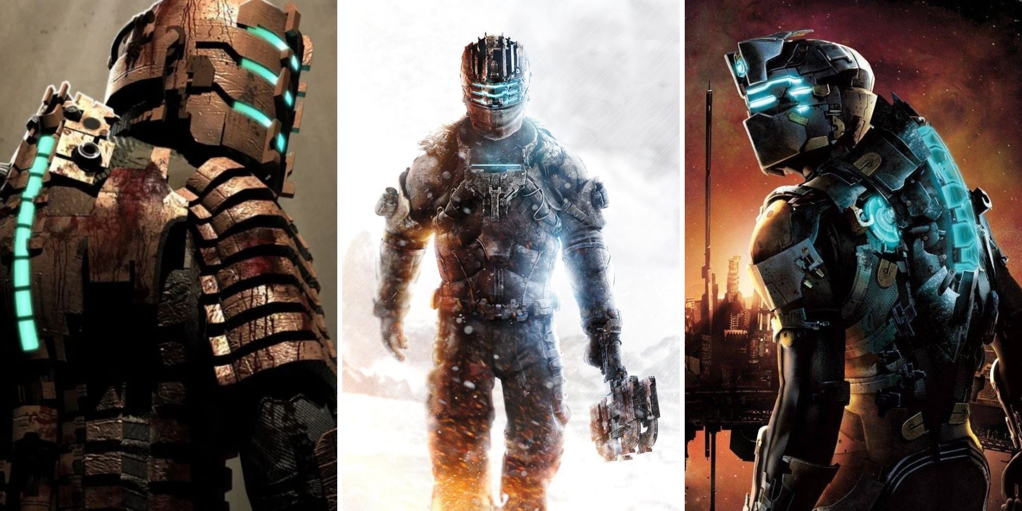 Isaac Clarke's three main suits in Dead Space.