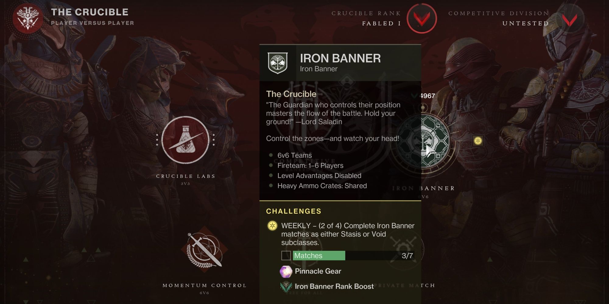 Destiny 2 Iron Banner Challenges