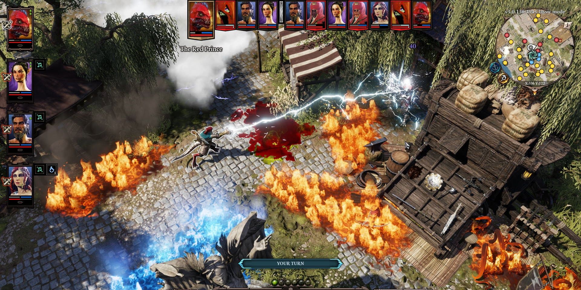 The Red Prince shooting lightning at an enemy in Divinity Original Sin 2