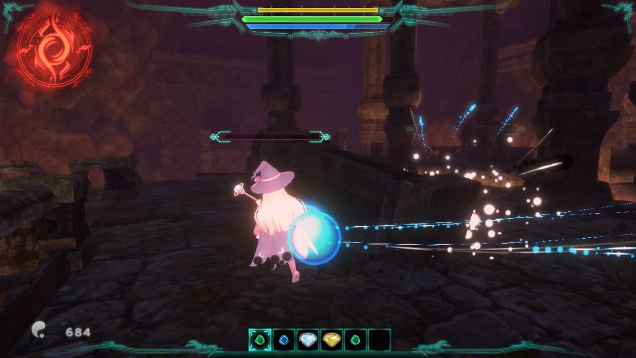 Nobeta defeated an enemy in the Lava Ruins in Little Wtich Nobeta.