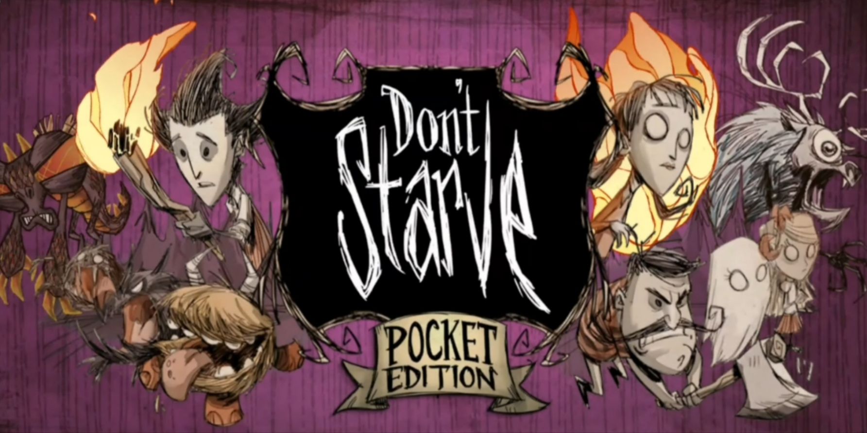 Multiple characters from Don't Starve: Pocket Edition (Covert Art)