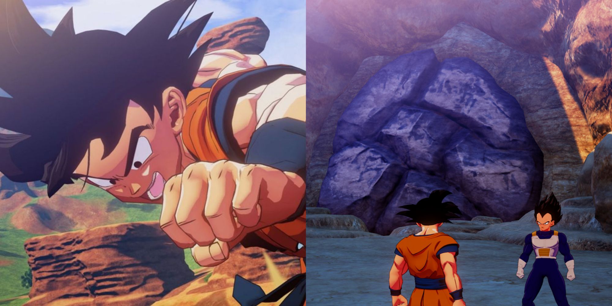 Dragon Ball Z Kakarot Boulders Featured Split Image Goku And Boulder