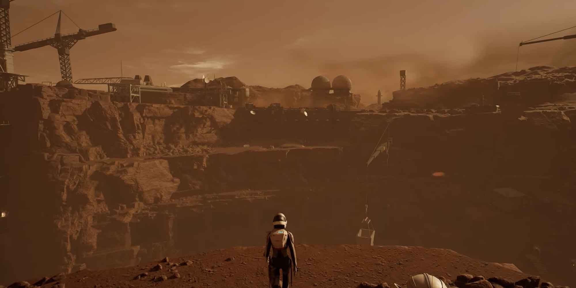 A scene displaying the poor draw distance in Deliver Us Mars
