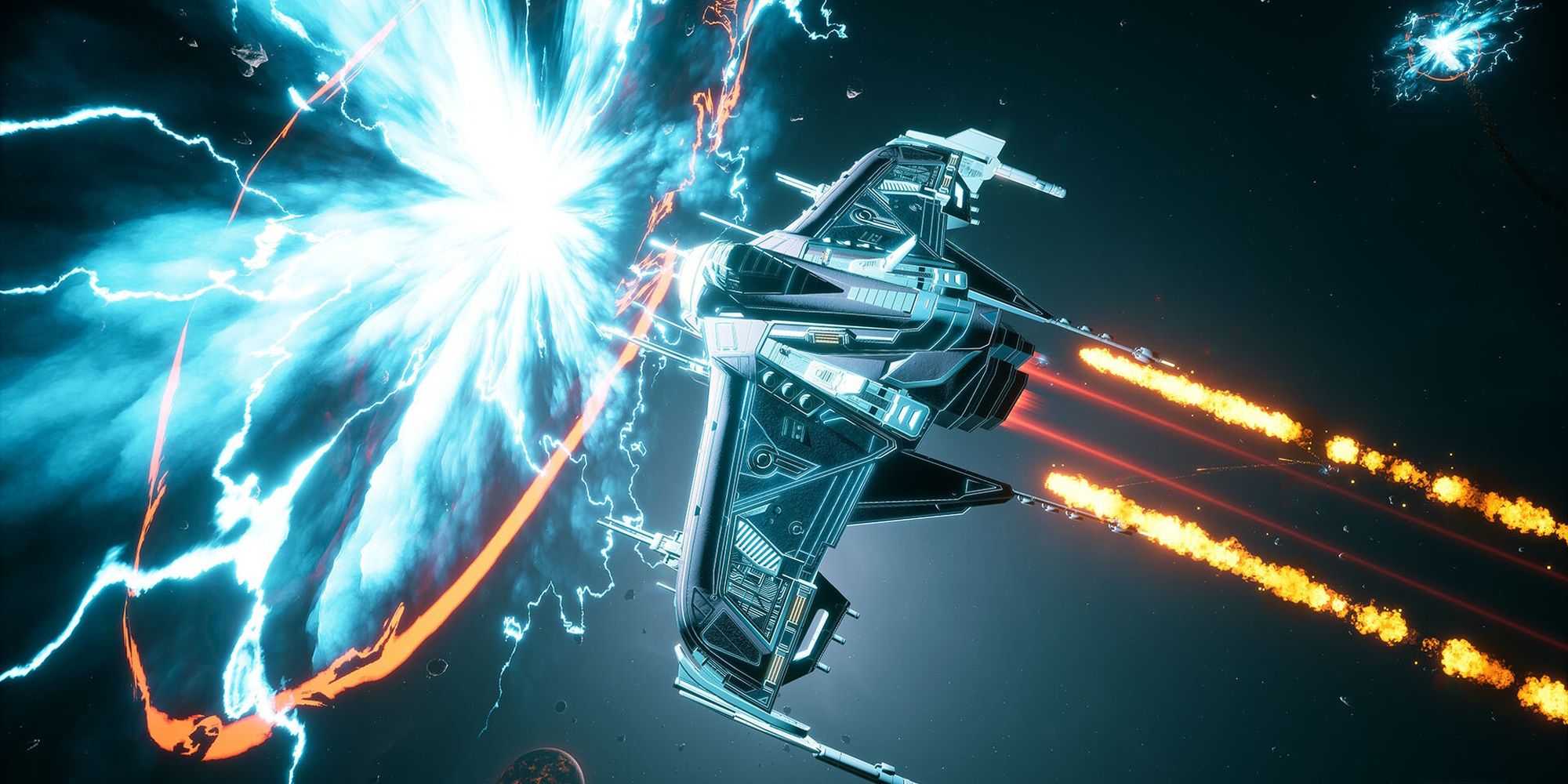 Spaceship hitting a circle of light in Everspace 2