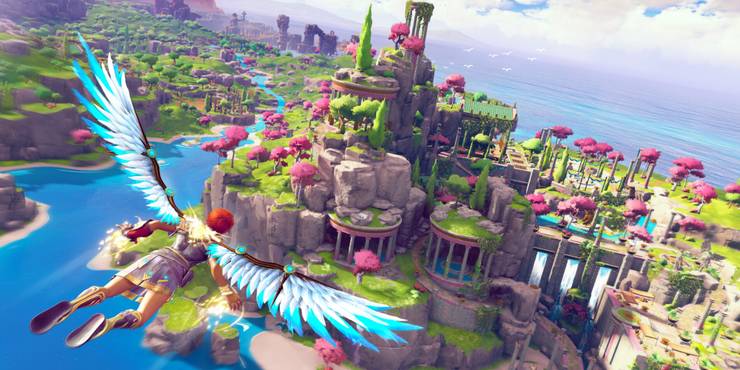 Fenyx gliding through the air in Immortals Fenyx Rising