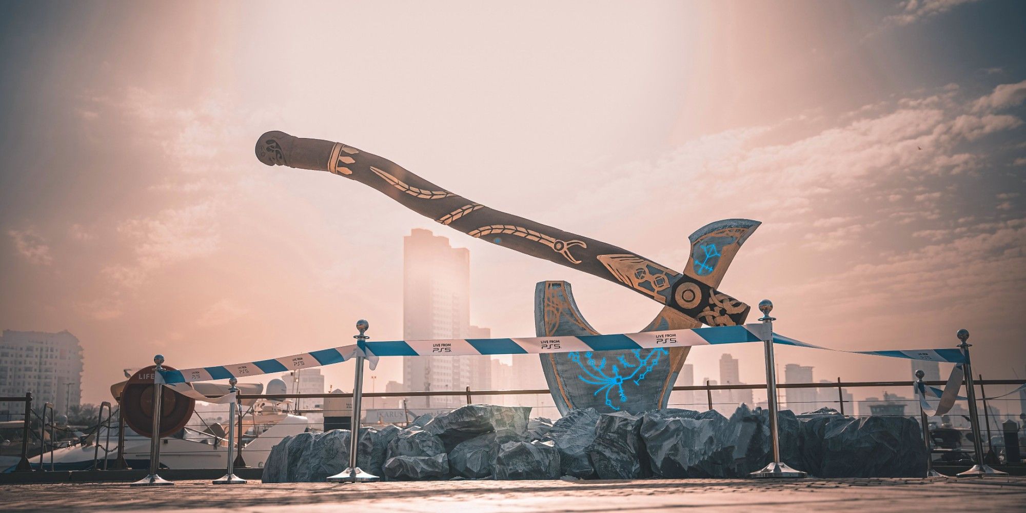 Giant Leviathan Axe From God Of War Ragnarok Installation In Kuwait