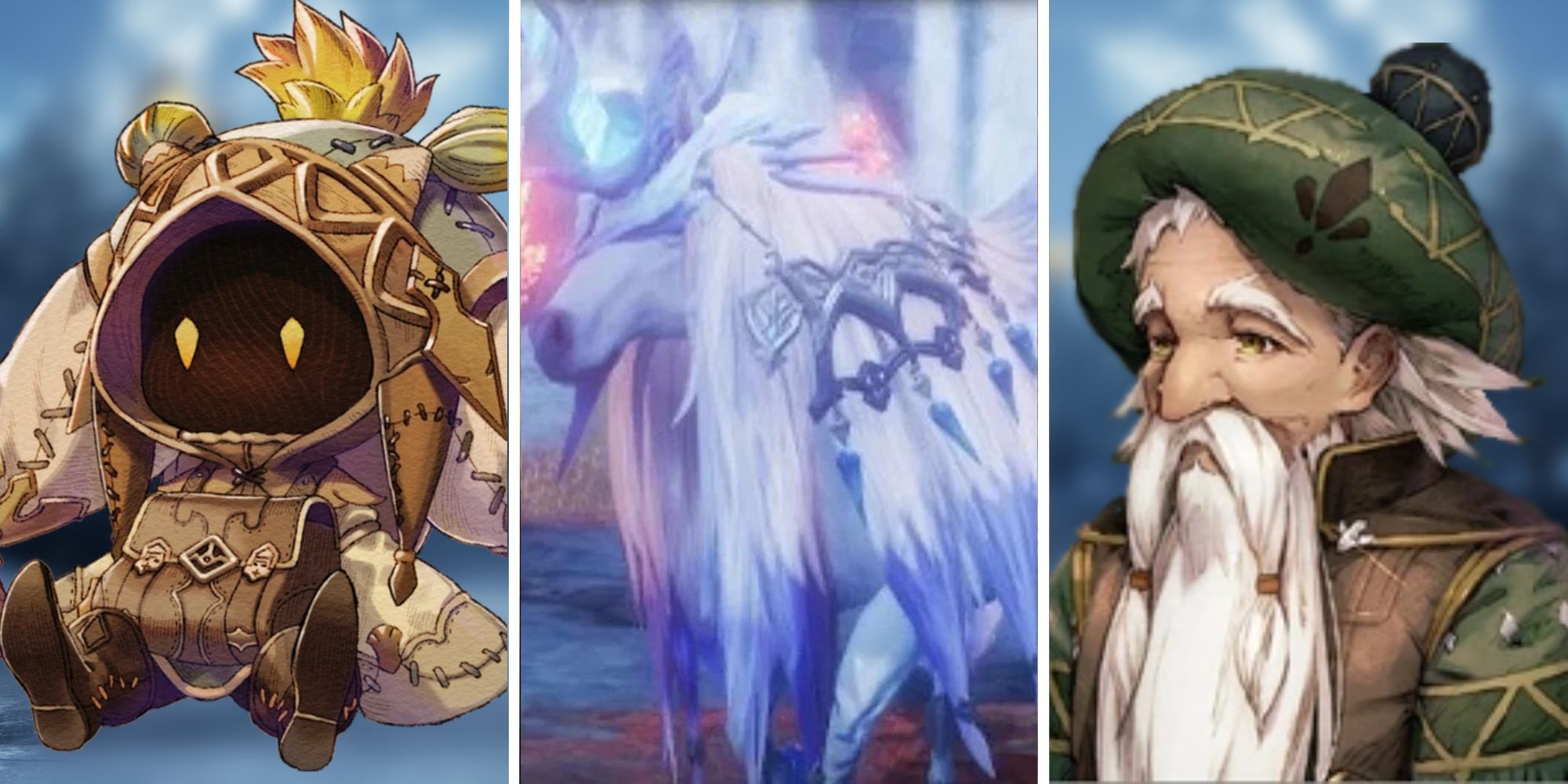 Harvestella split image of Coco, the Unicorn and the Mayor