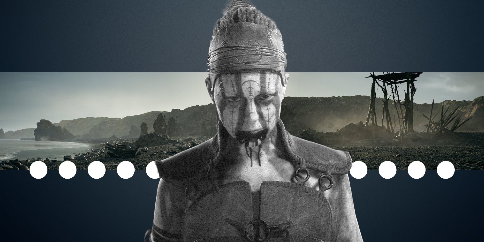 Senua from Hellblade 2 with a greyed out background