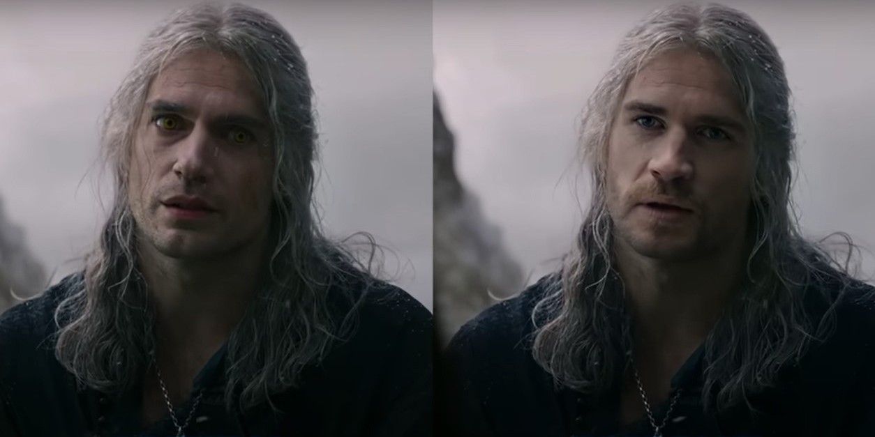 Henry Cavill and a deepfake of Liam Hemsworth as Geralt in The Witcher