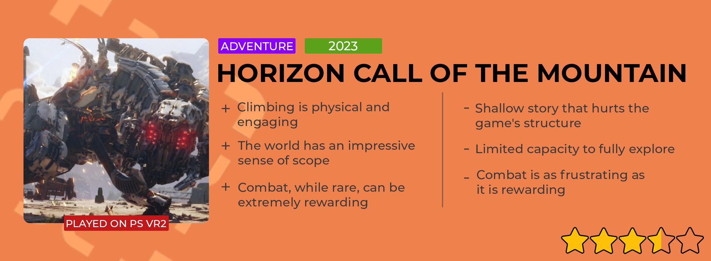 Horizon Call of the Mountain review card 3.5/5