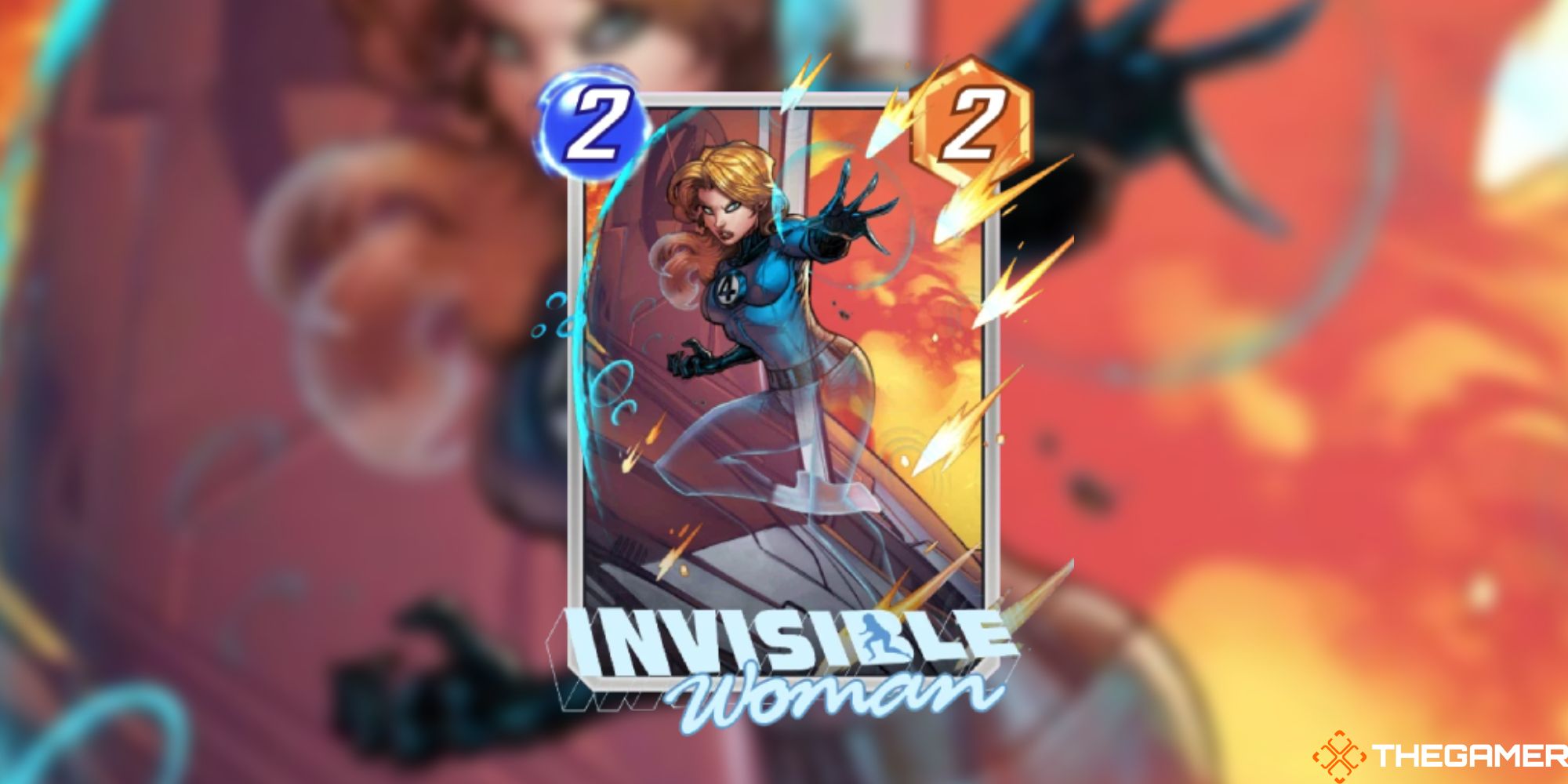Card art of Invisible Woman by Jonboy Meyers from Marvel Snap