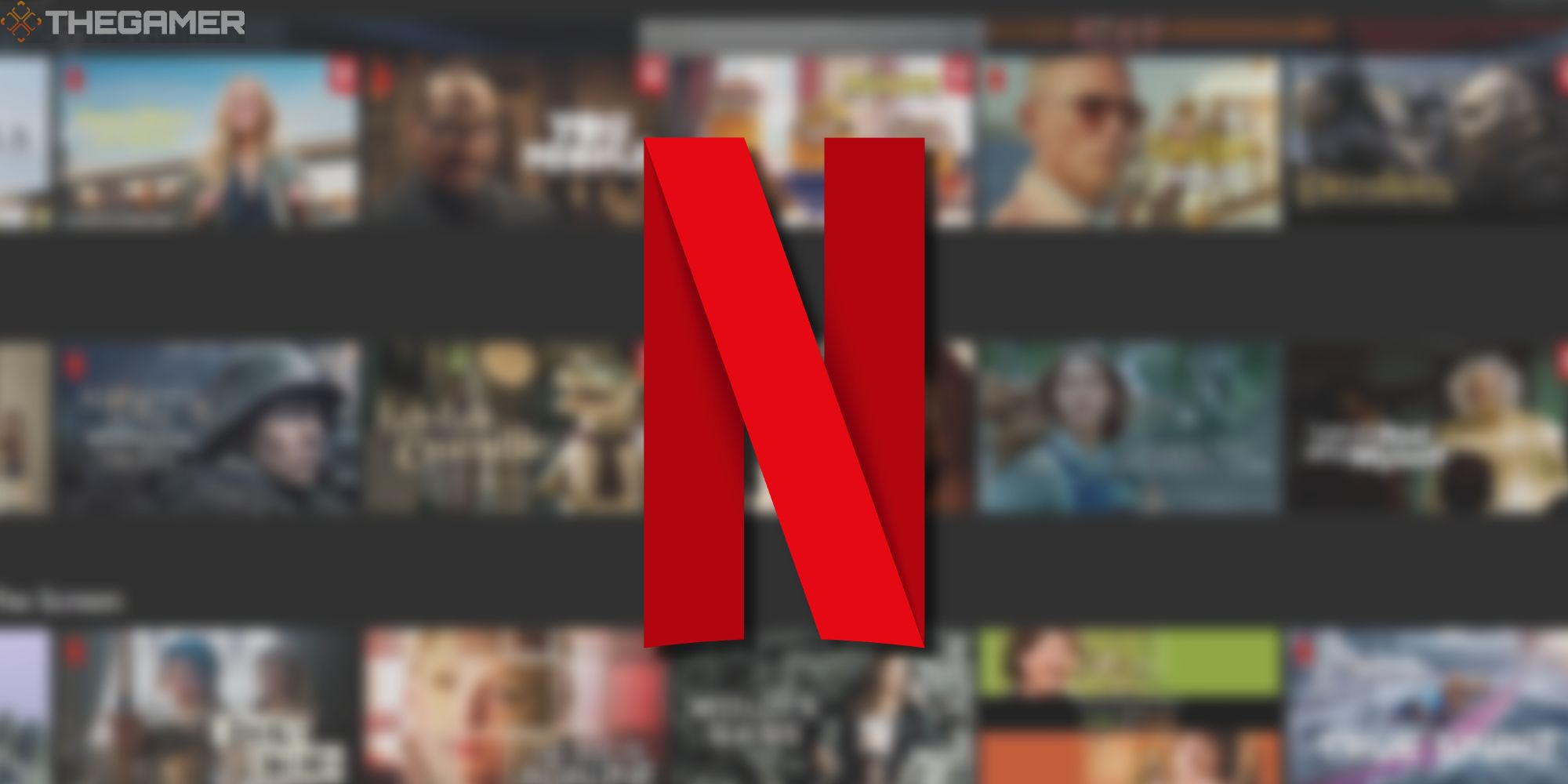 blurred netflix selection screen with N logo on top