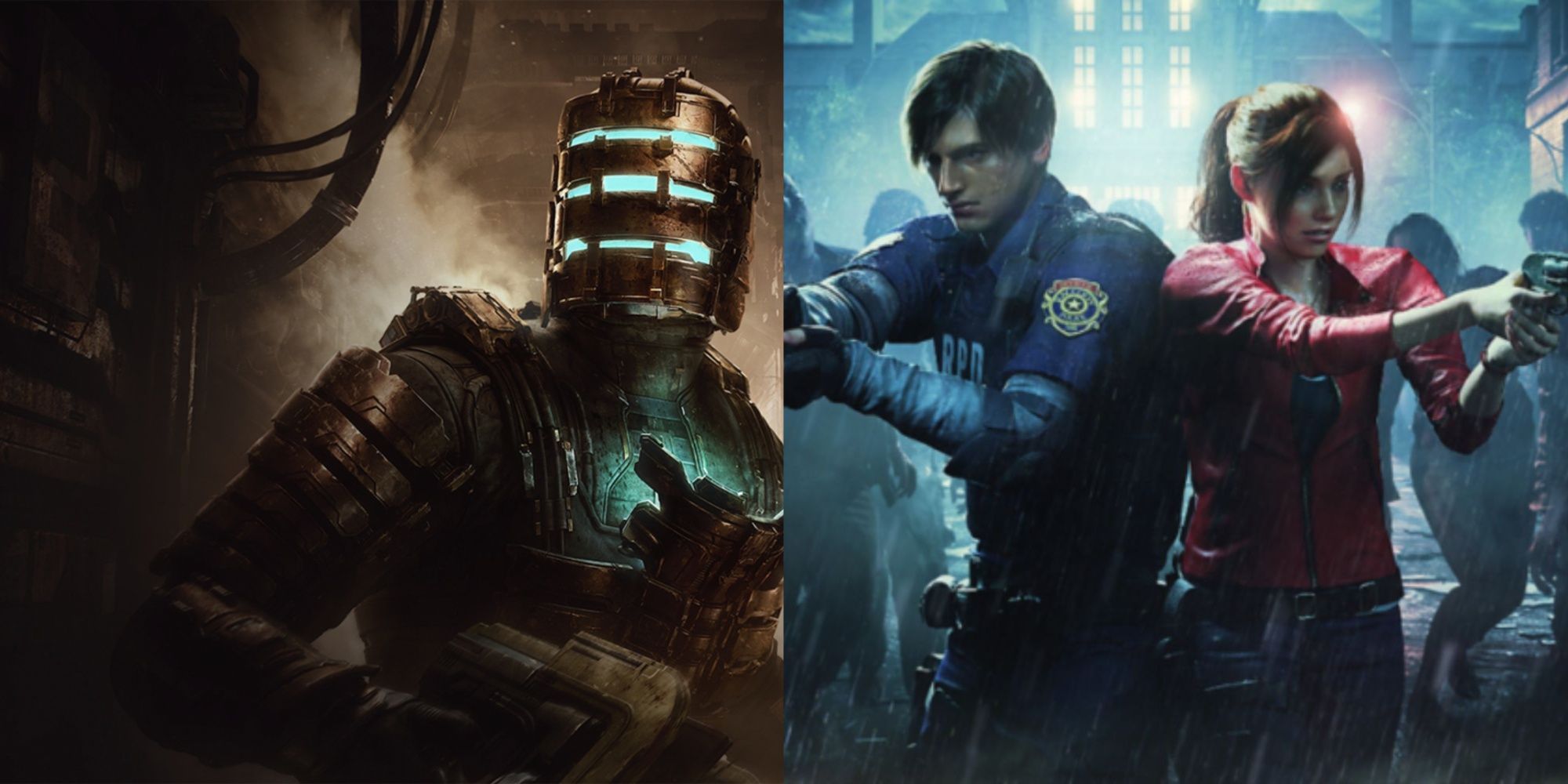 Isaac from the Dead Space remake and Leon and Claire from the Resident Evil 2 remake.