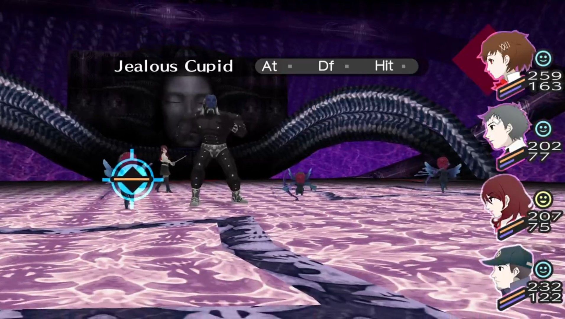 jealous cupid highlighted during a battle in the arqa block of tartarus in persona 3 portable