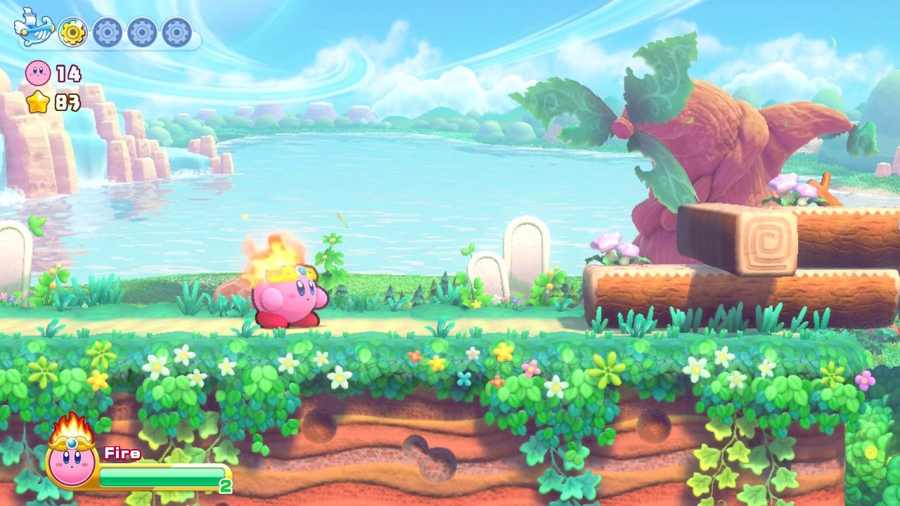 Кирби входит во вторую часть, четвертый этап, страна печенья Kirby's Dream Land Deluxe