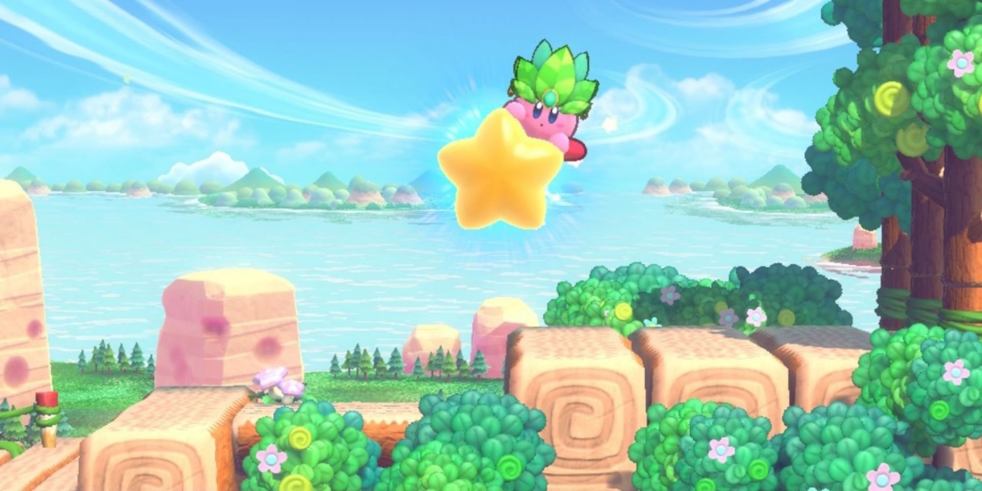 Kirby Flyes On Star Cookie Country Kirby's Return To Dream Land Deluxe