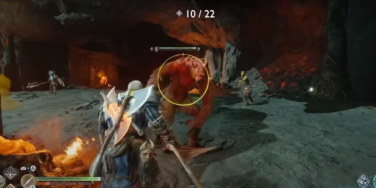 Kratos attacking a wulver in the Kill Fuse trial