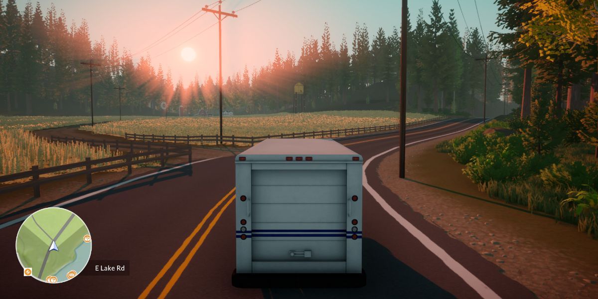 Lake Screenshot Of Mail Truck Driving On Sunlit Road