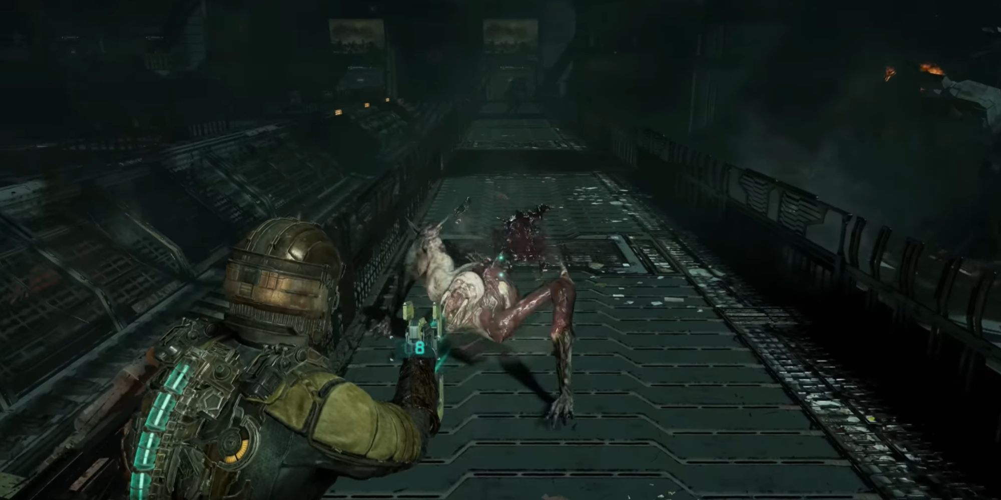 A Leaper Necromorph crawling towards Isaac - Dead Space