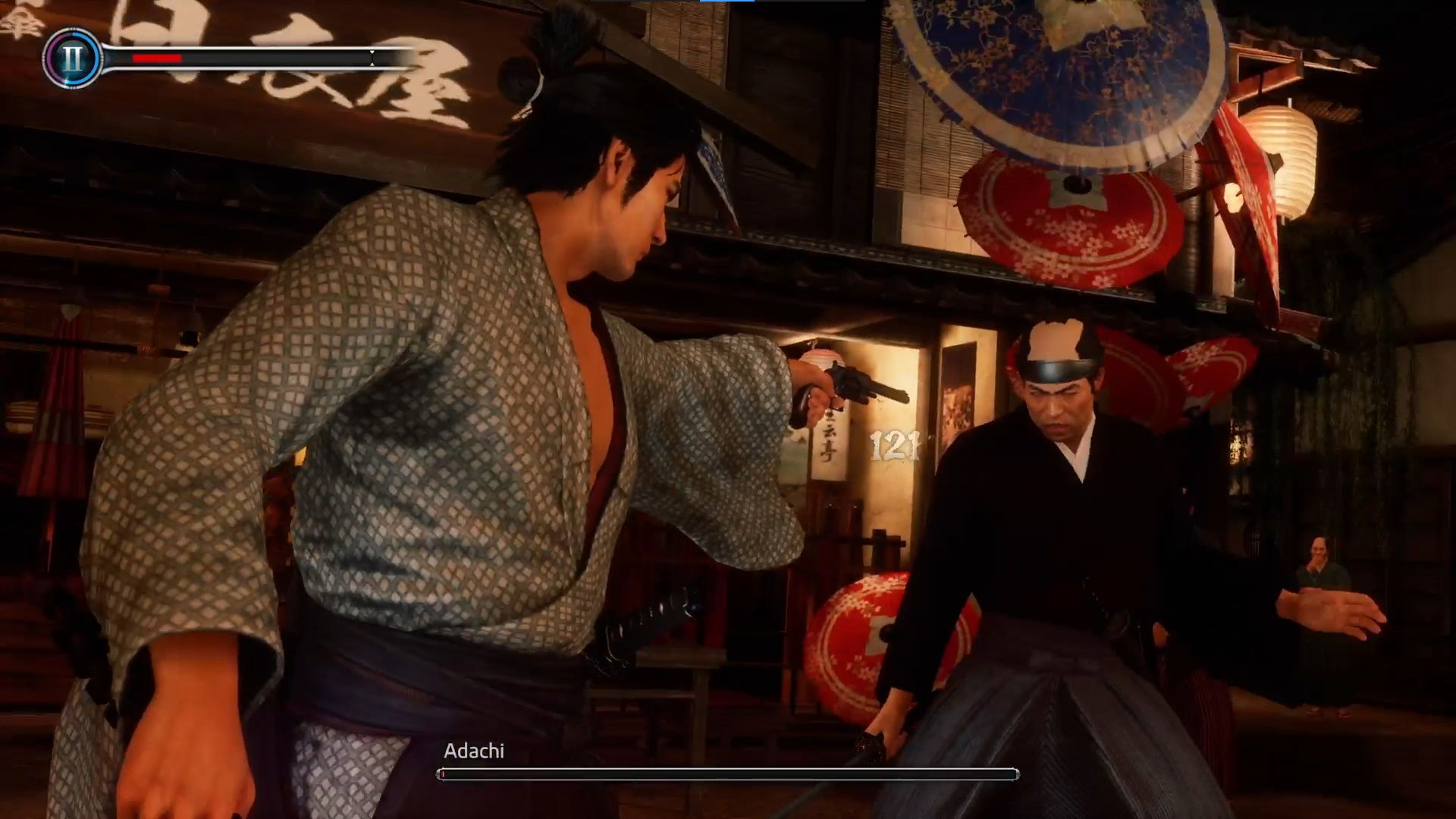 Like A Dragon Ishin, Combat Guide, Ryoma shooting a man in cold blood