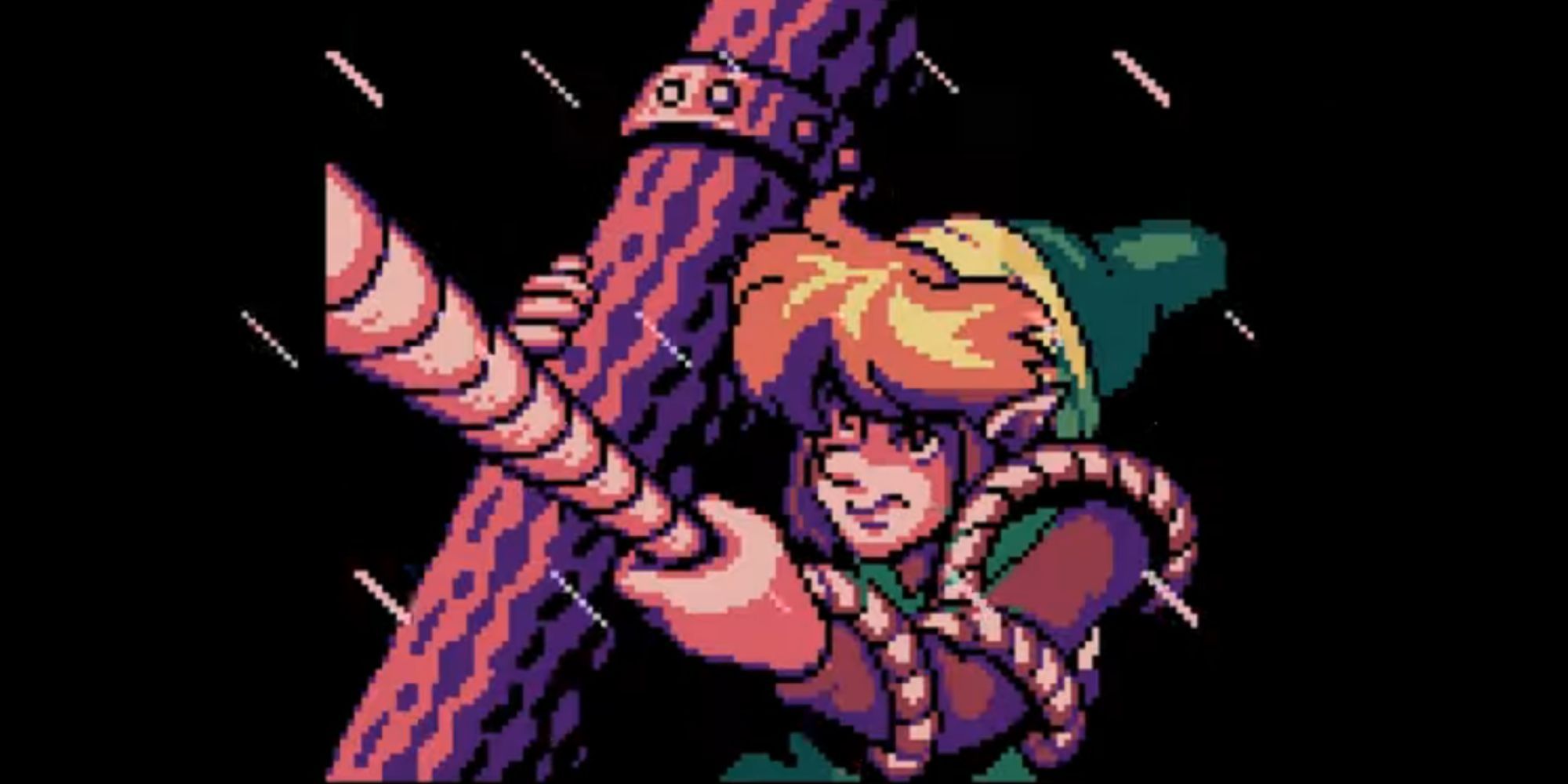 Link holds on to a raft during a storm in The Legend of Zelda: Link's Awakening