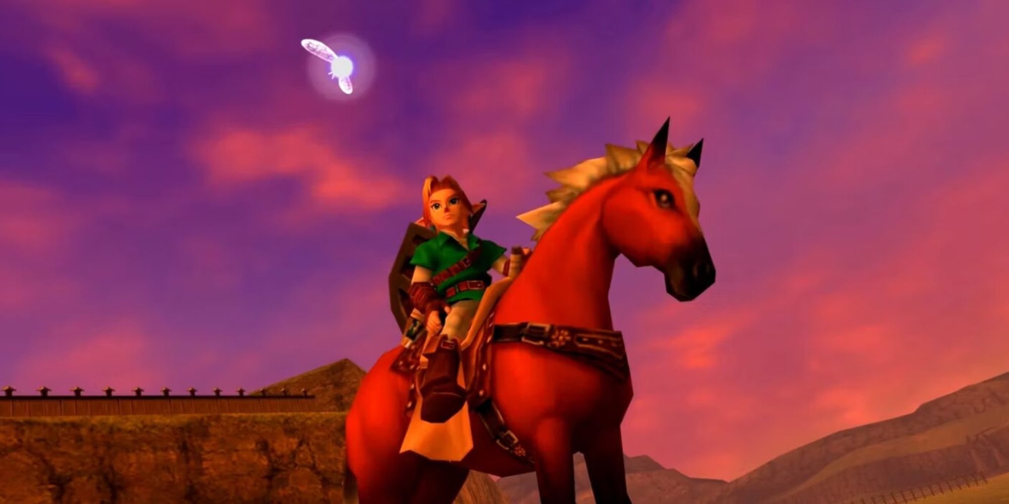 Link to Navi on the back of Epona in The Legend of Zelda Ocarina of Time