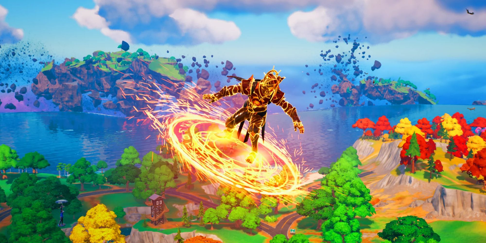 An image of the Mandala Disc from Fortnite, a swirling circle of glowing orange energy.