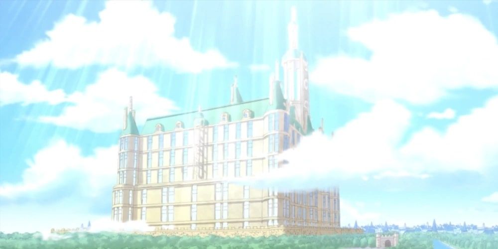 A palace basked in sunlight in the One Piece anime