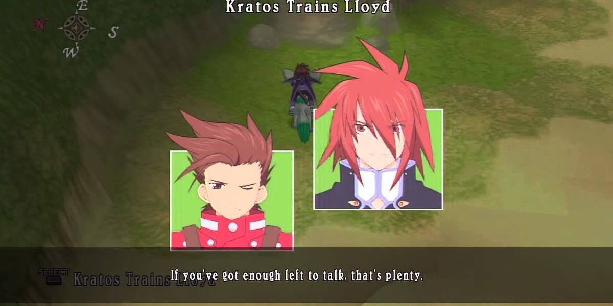 In a skit, Kratos trains Lloyd to be a better swordsman