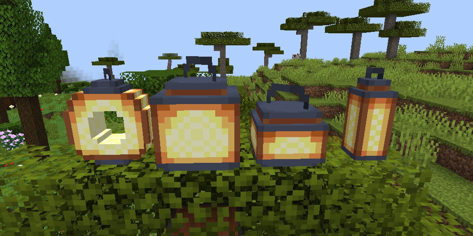 minecraft chipped mod lanterns on tree