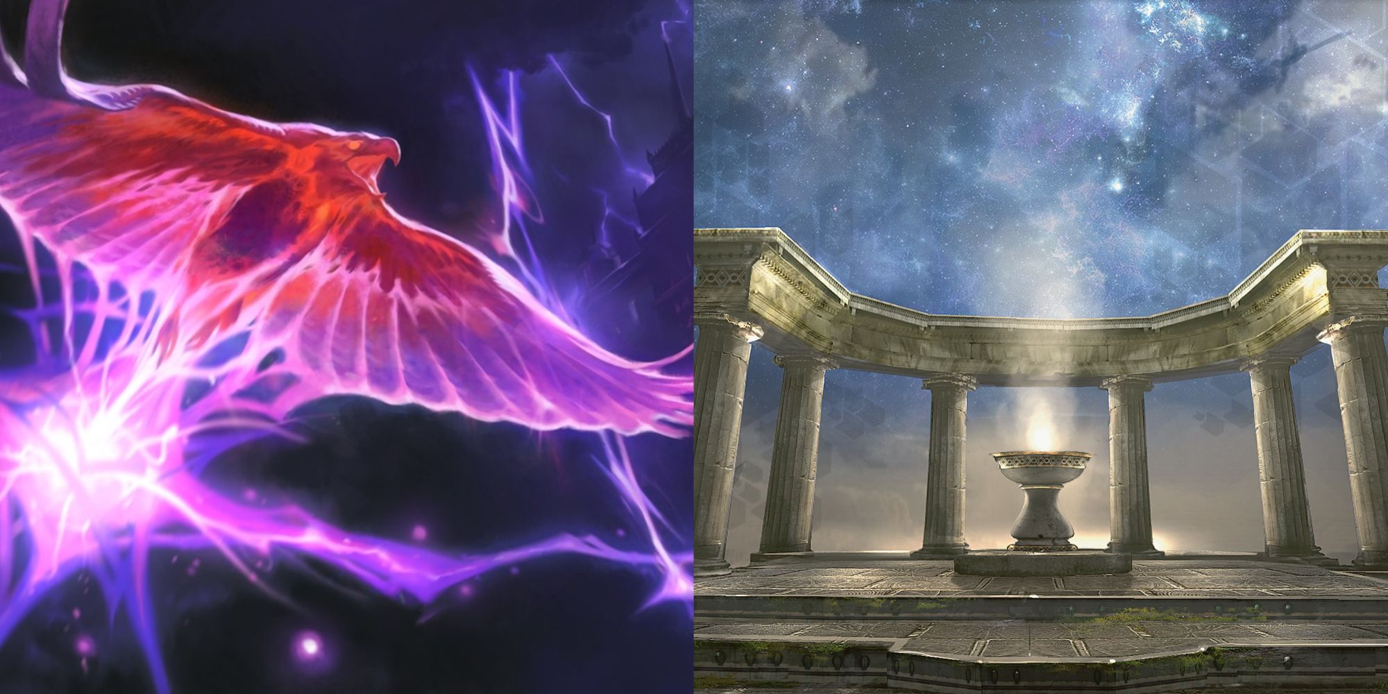 phoenix made of lightning and shrine
