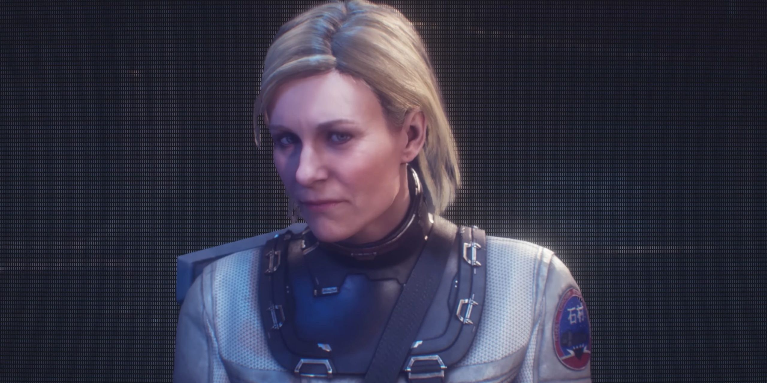 A close-up of Nicole Brennan in a recording in the Dead Space Remake.