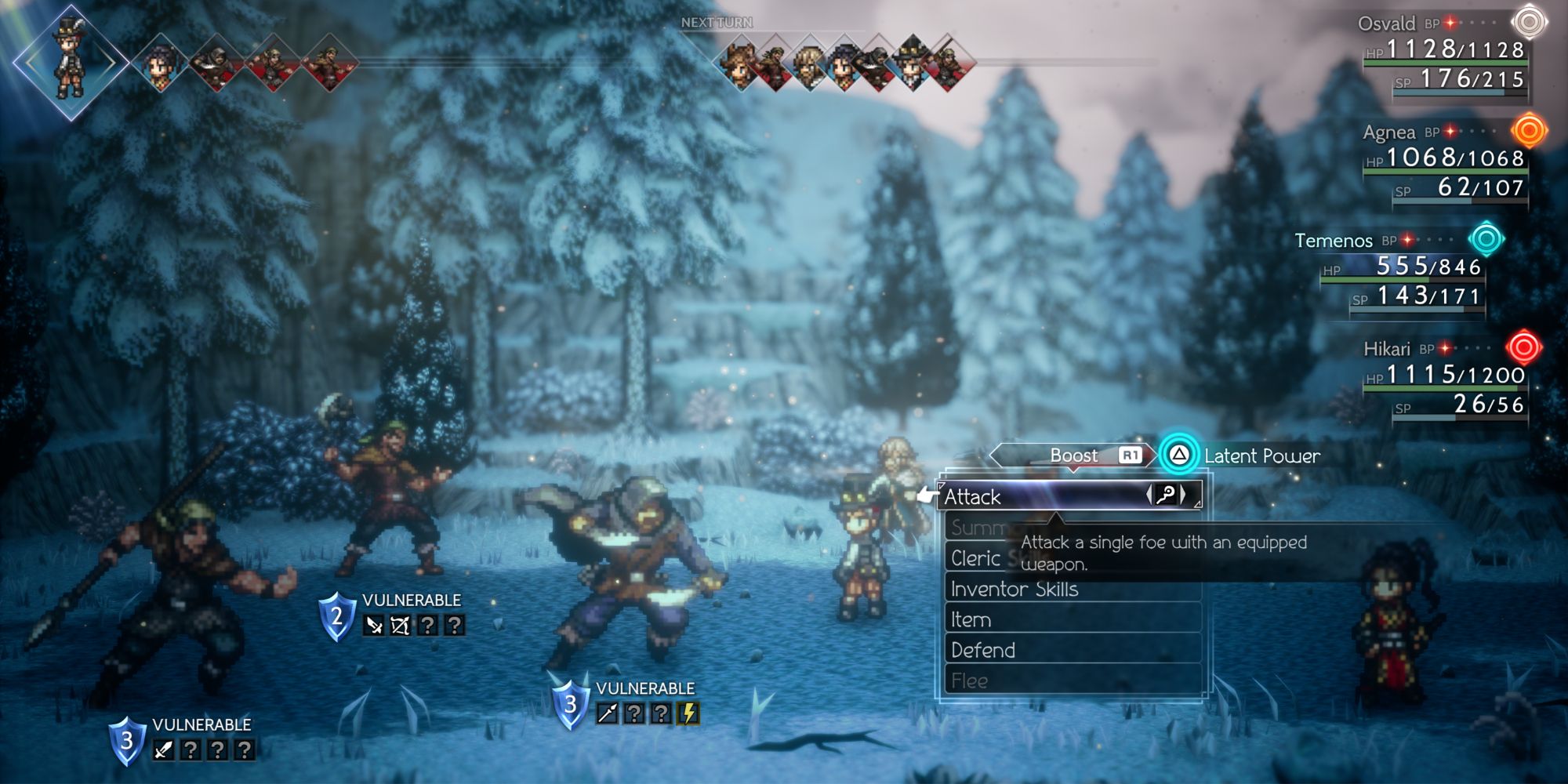Octopath Traveler 2 - Fighting in the snow