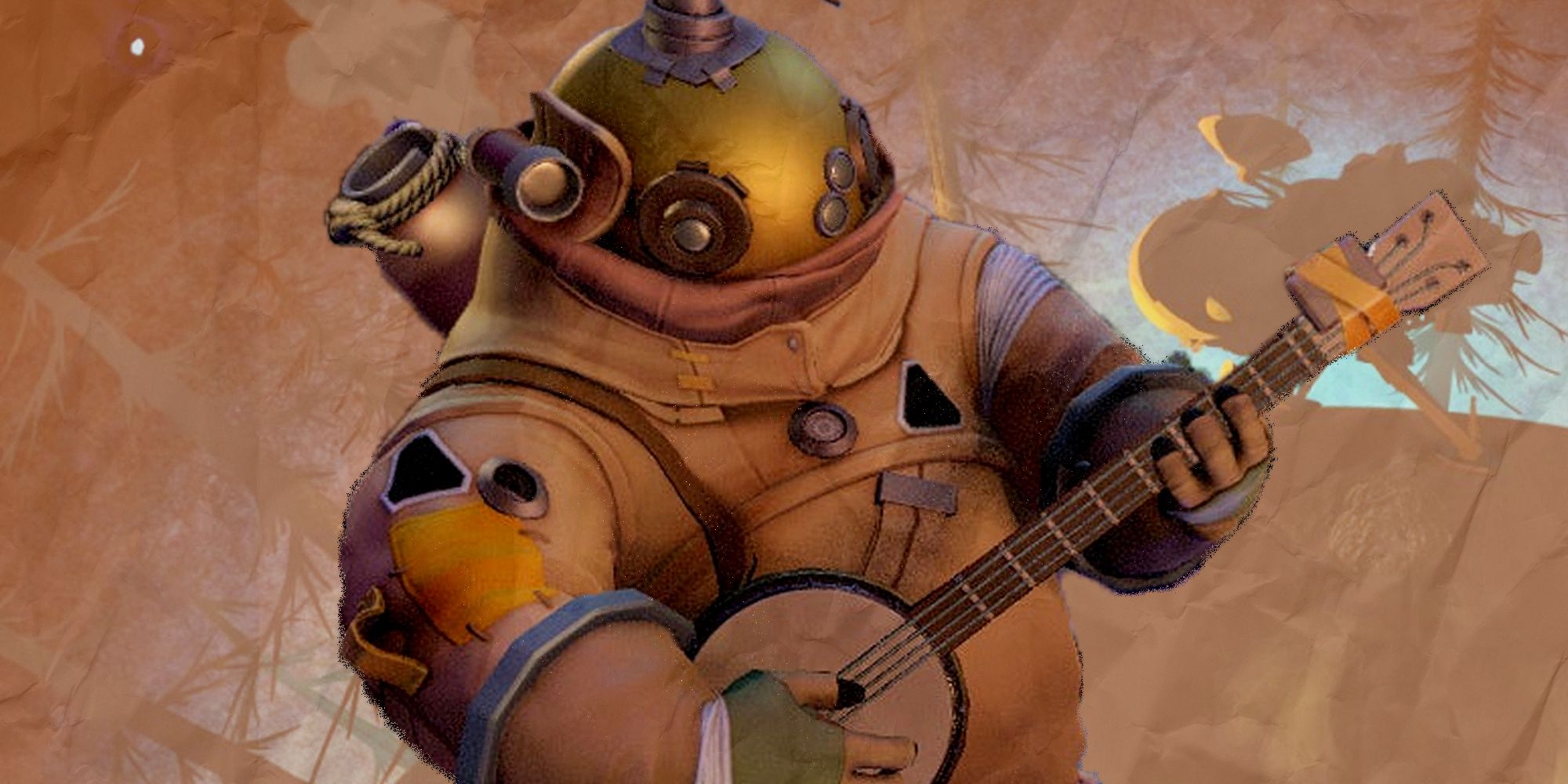 Outer Wilds one of the astronauts playing a banjo