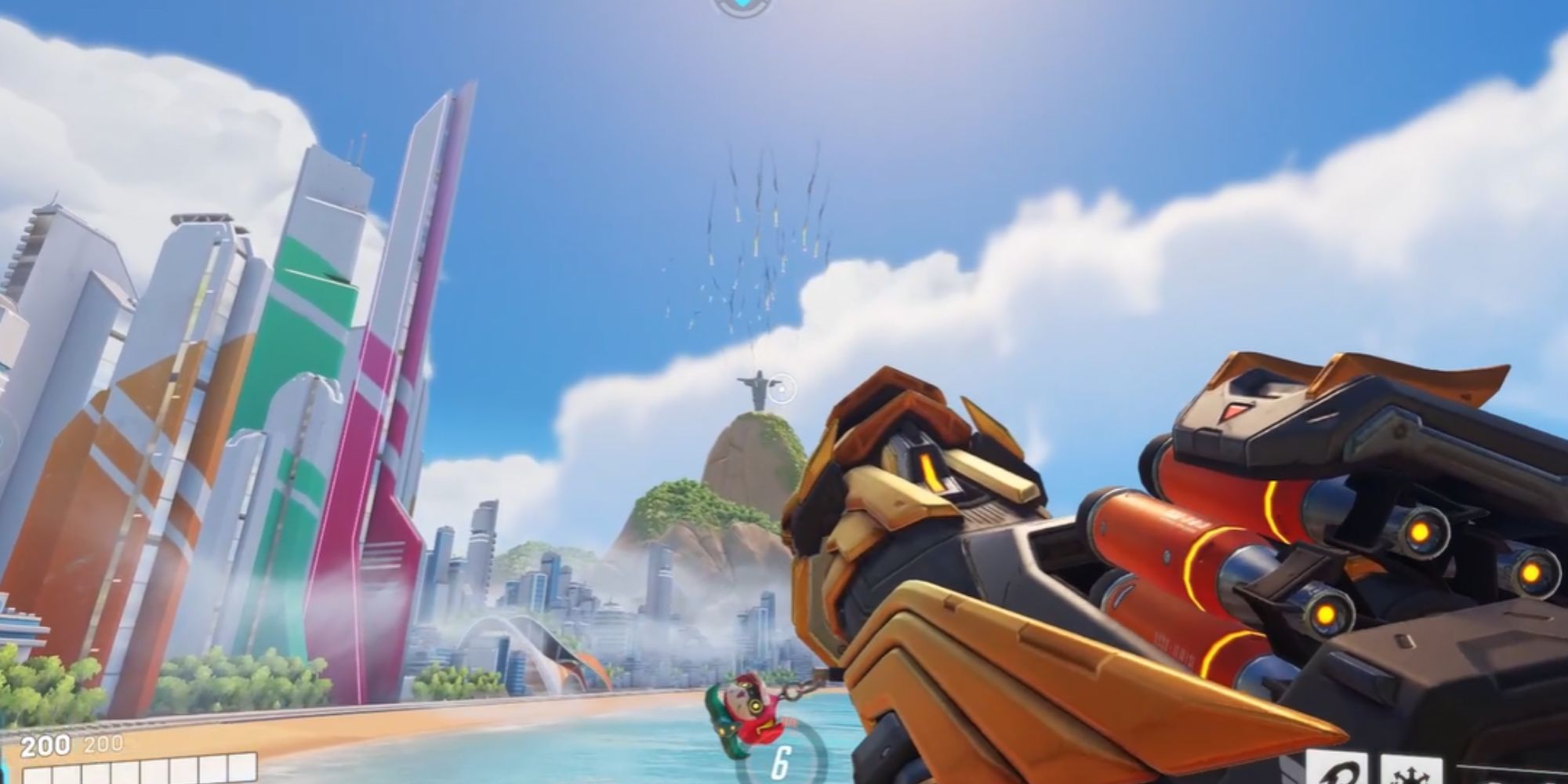 Overwatch 2: Pharah tries to shoot the Christ the Redeemer statue 