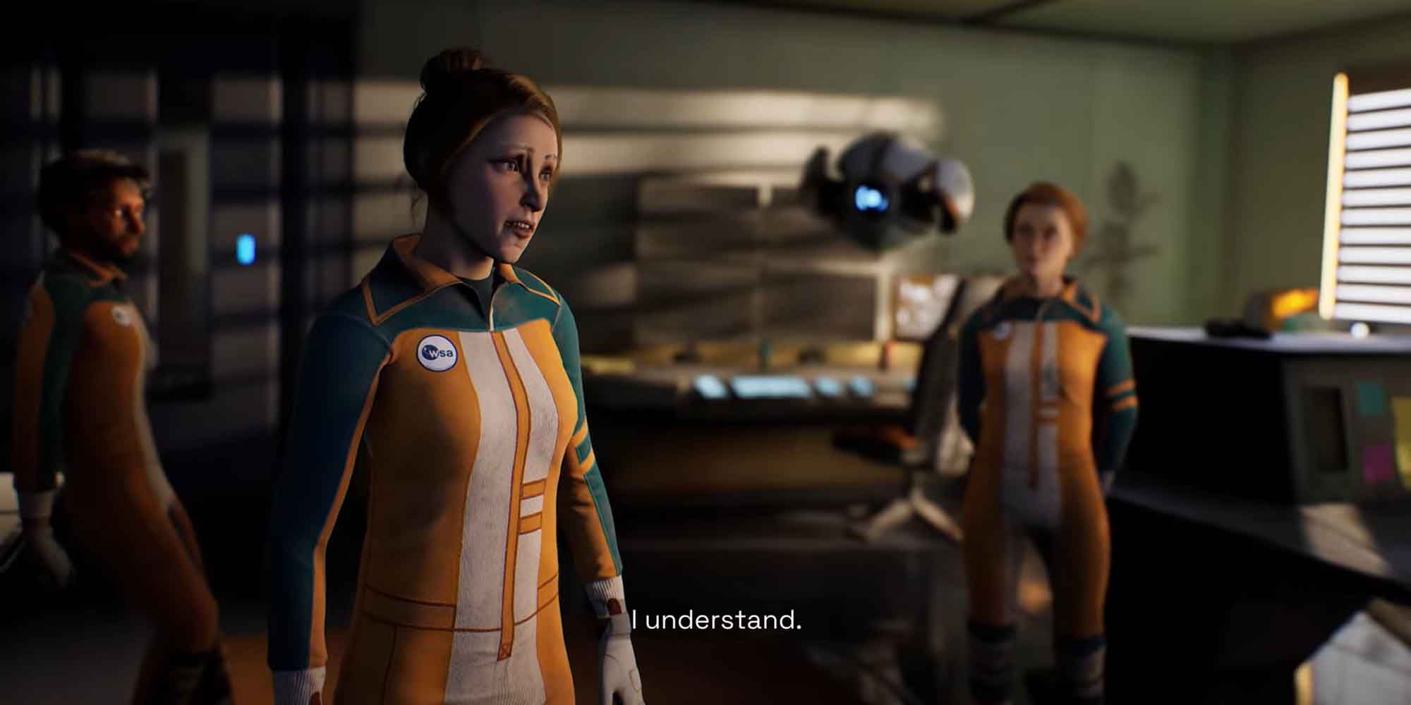 One of the many long cutscenes in Deliver Us Mars