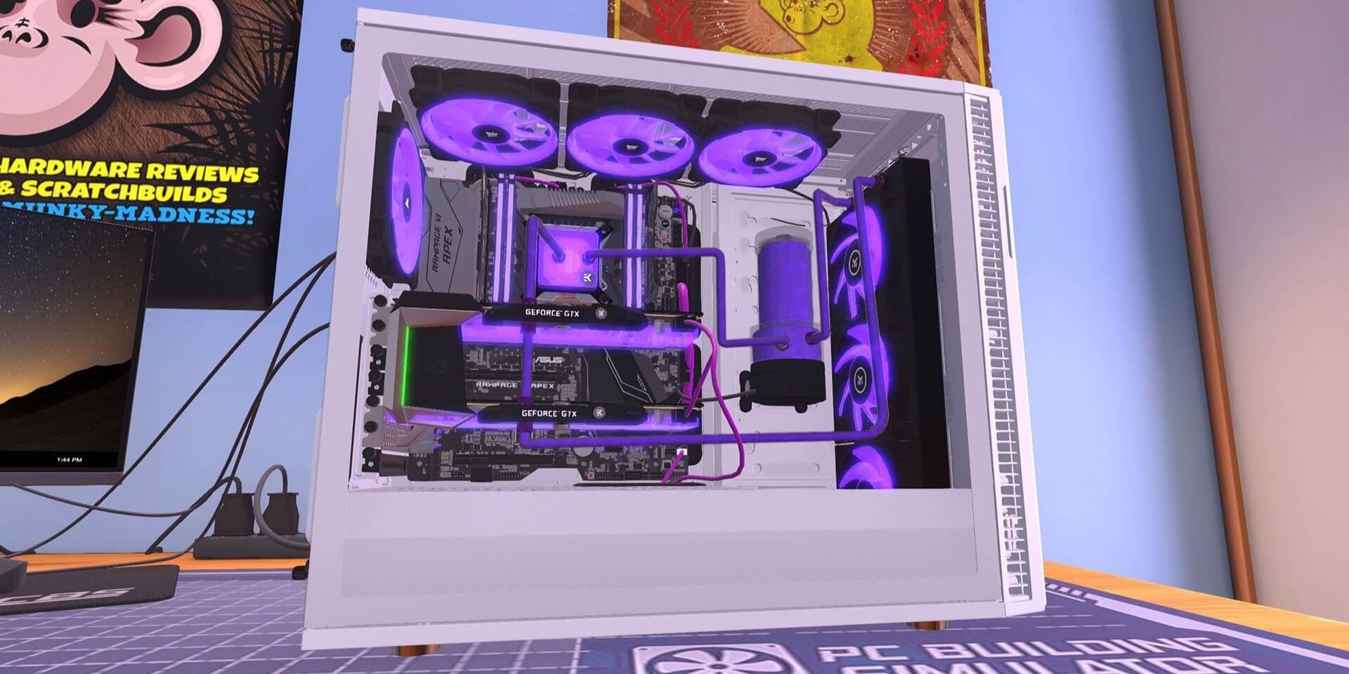 PC Building Simulator game still purple PC
