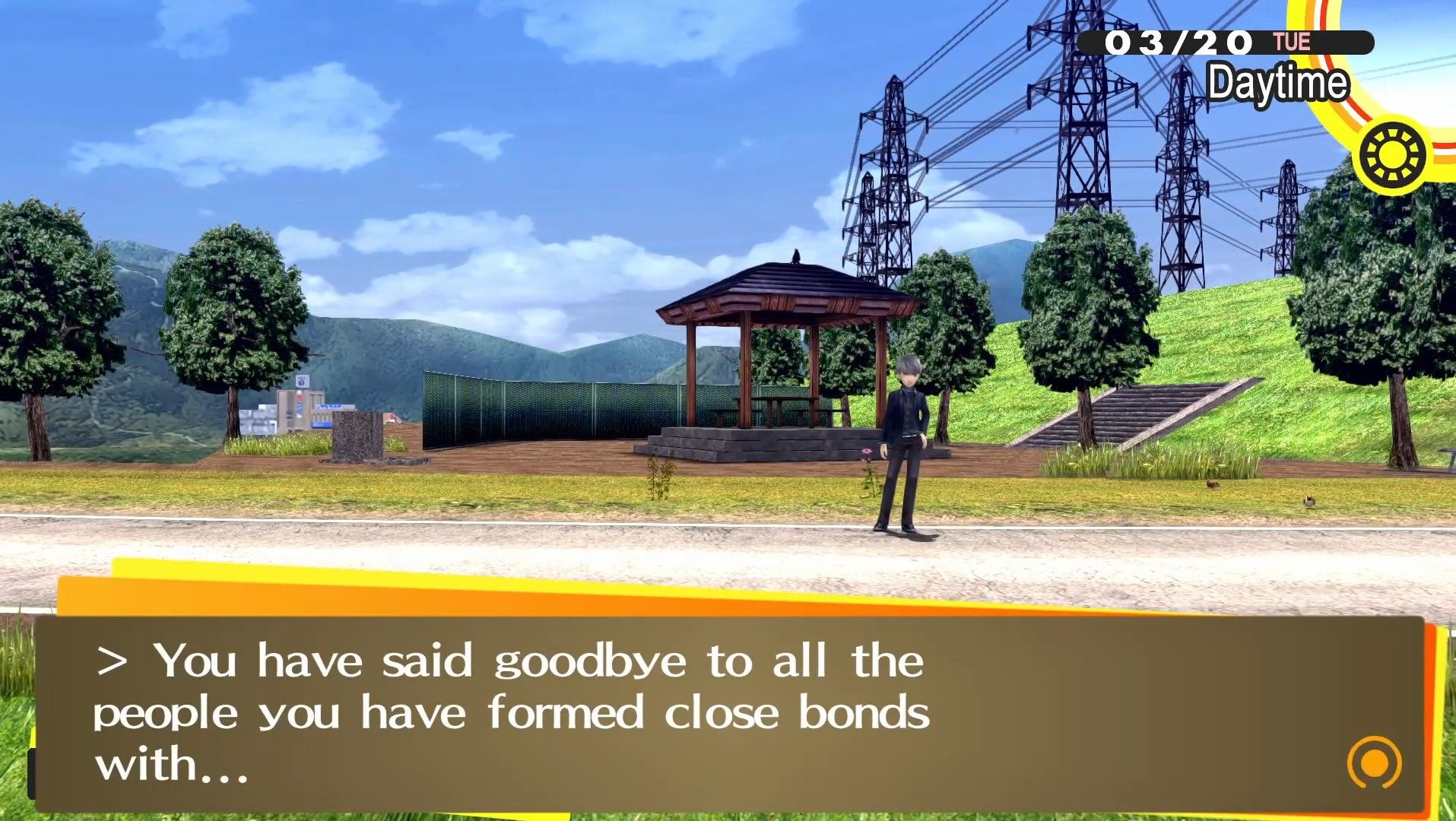 persona 4 golden about to give you the chance to miss the final dungeon with yu standing at samegawa flood plain