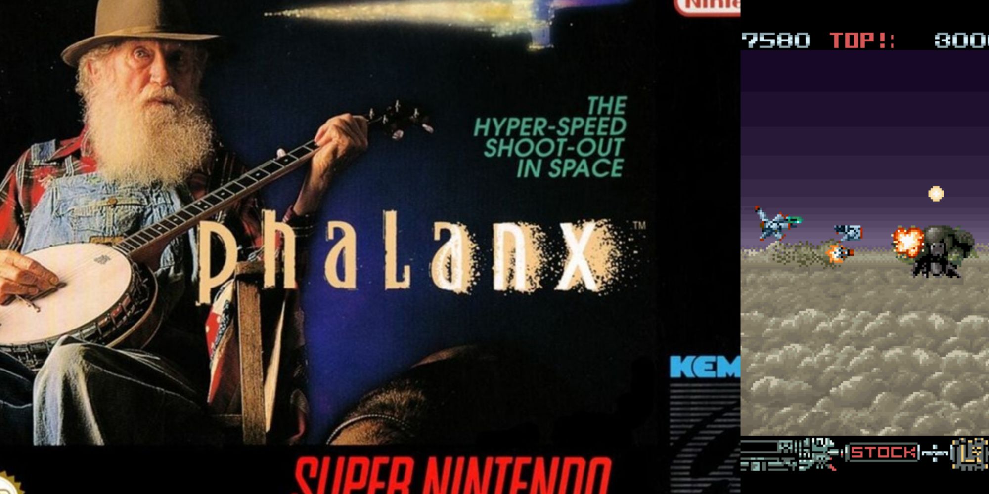 Phalanx cover art and a screenshot of the game.