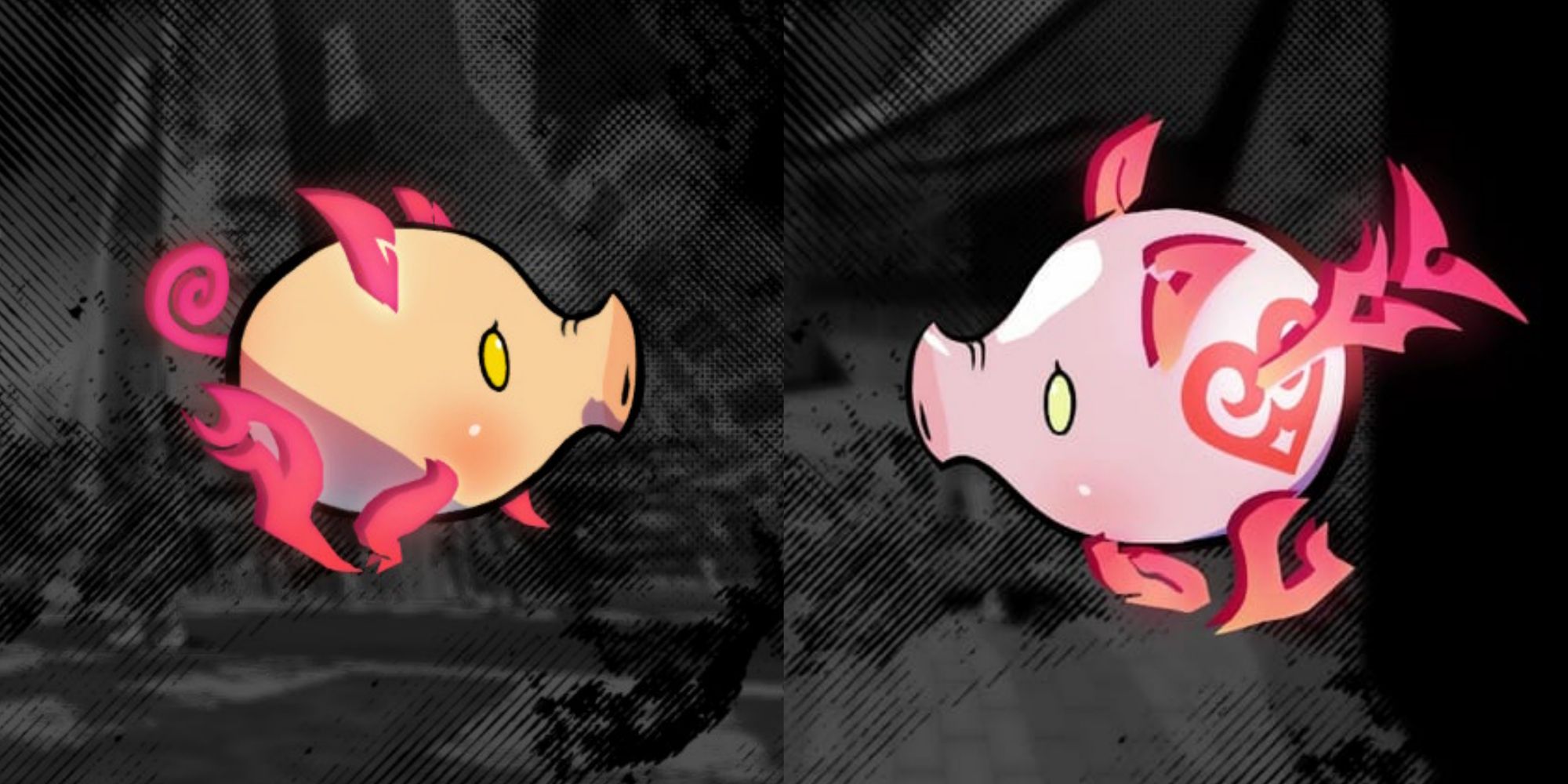 Split image screenshots of Pig Noise on the summary screen in NEO The World Ends With You.