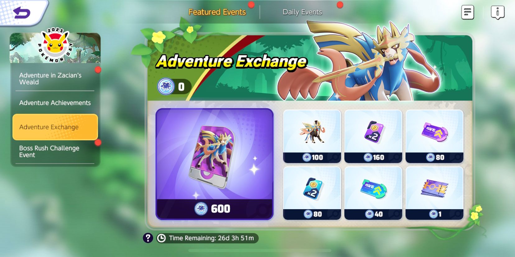 Страница события Pokemon Unite Adventure Exchange со всеми наградами для этого раздела