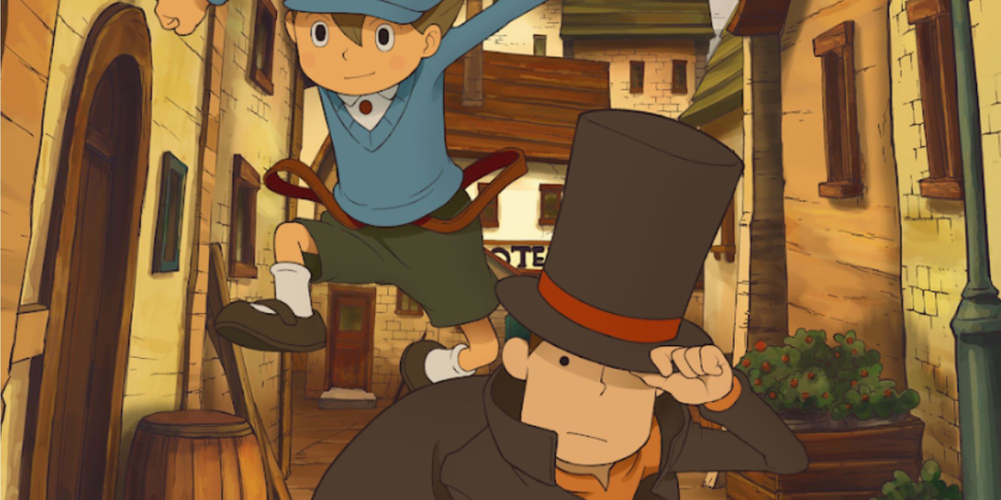 professor layton and the curious town hd for mobile key art