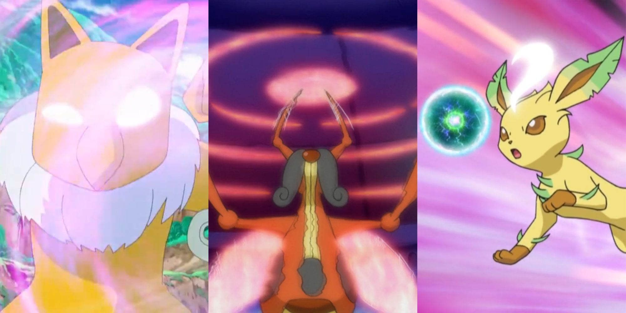 hypno-psychic;  cricket tune bug buzz;  leafeon energy ball;  pokemon anime