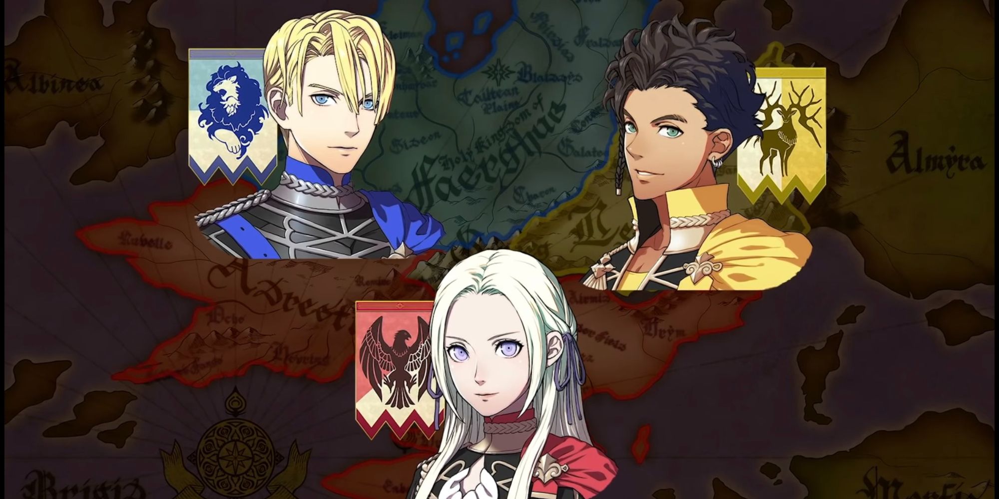 Fire Emblem Three Houses the three young leaders of different nations