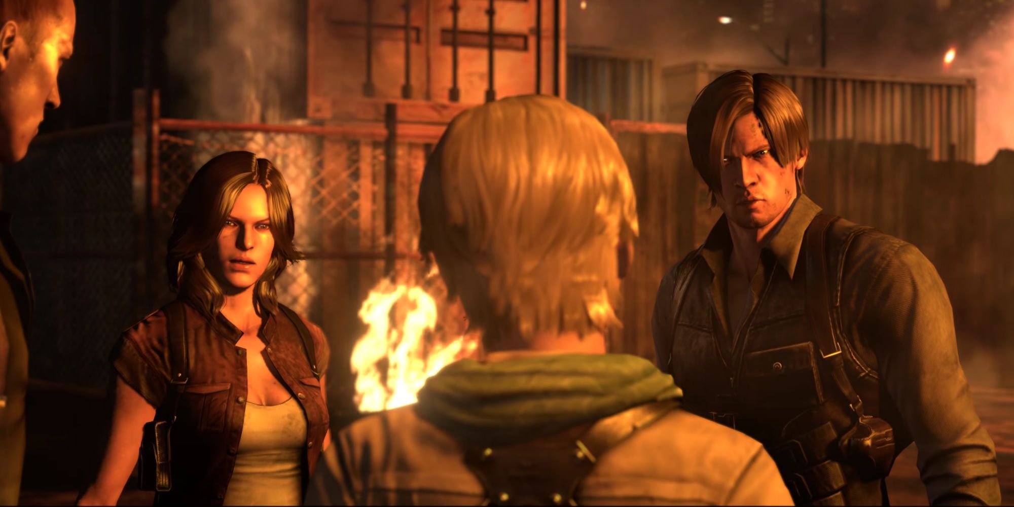 Leon and Sherry in Resident Evil 6.