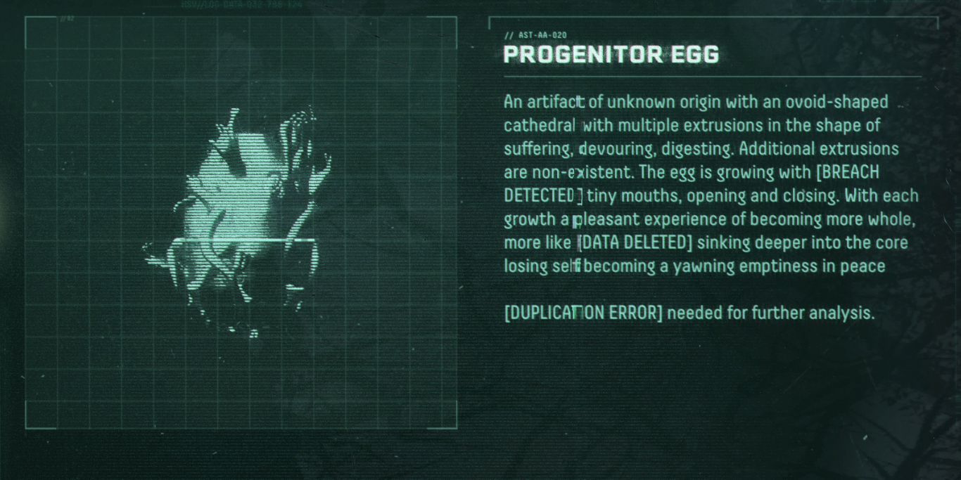 Returnal Projenitor Egg With Description