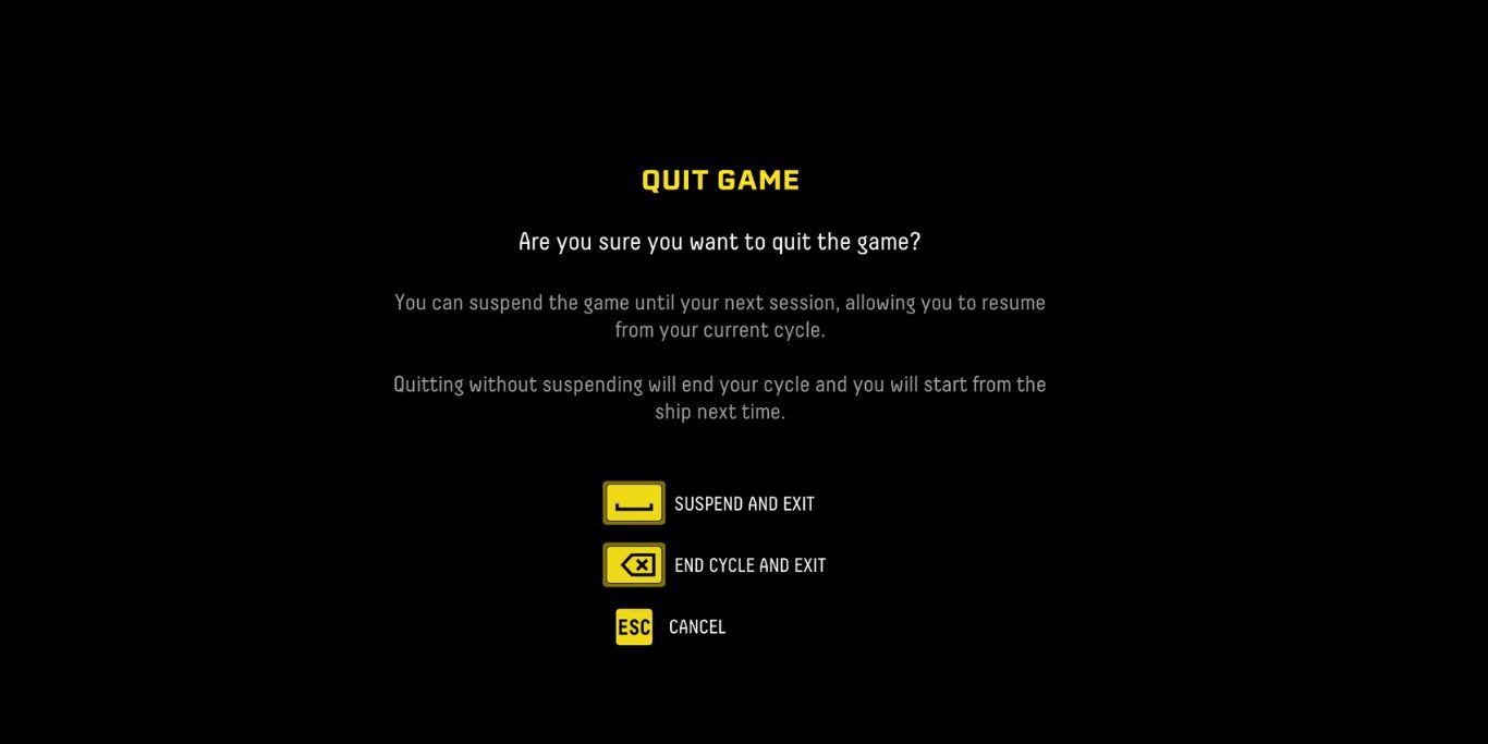 Returnal Quit Game Screen